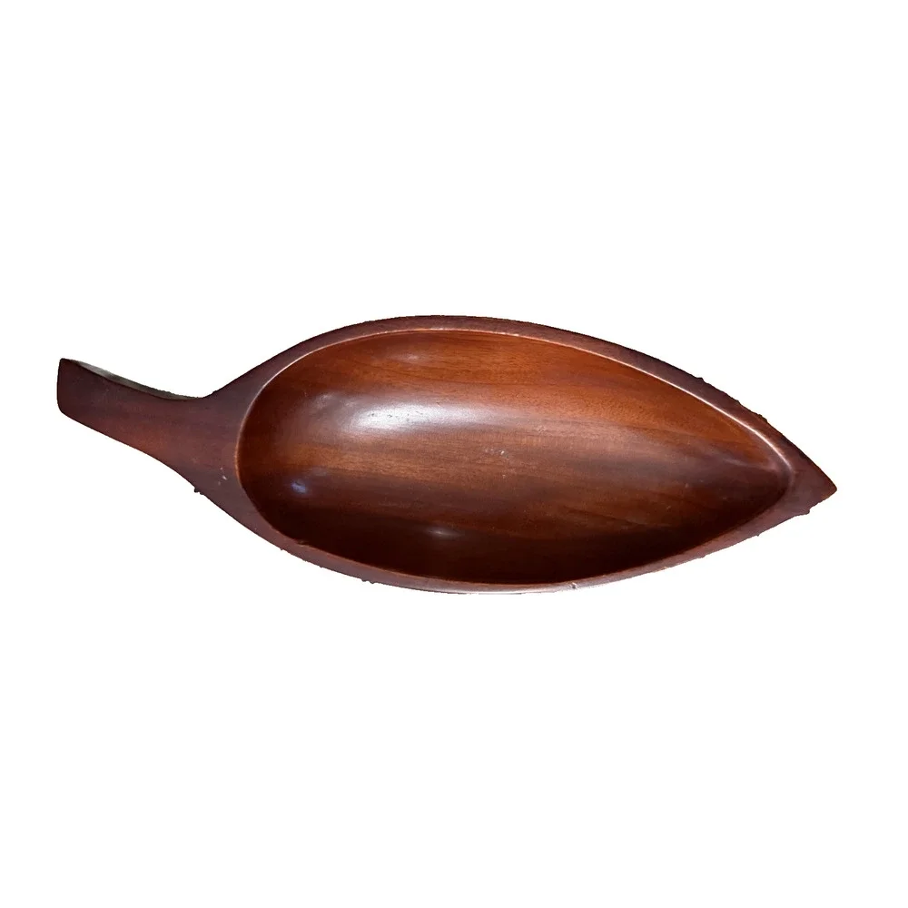 Caribcraft West Indian Mahogany hand-carved serving dish nut bowl table decor